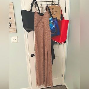 Adrianna pappell stunning rose gold ish floor length dress . Worn ONCE!